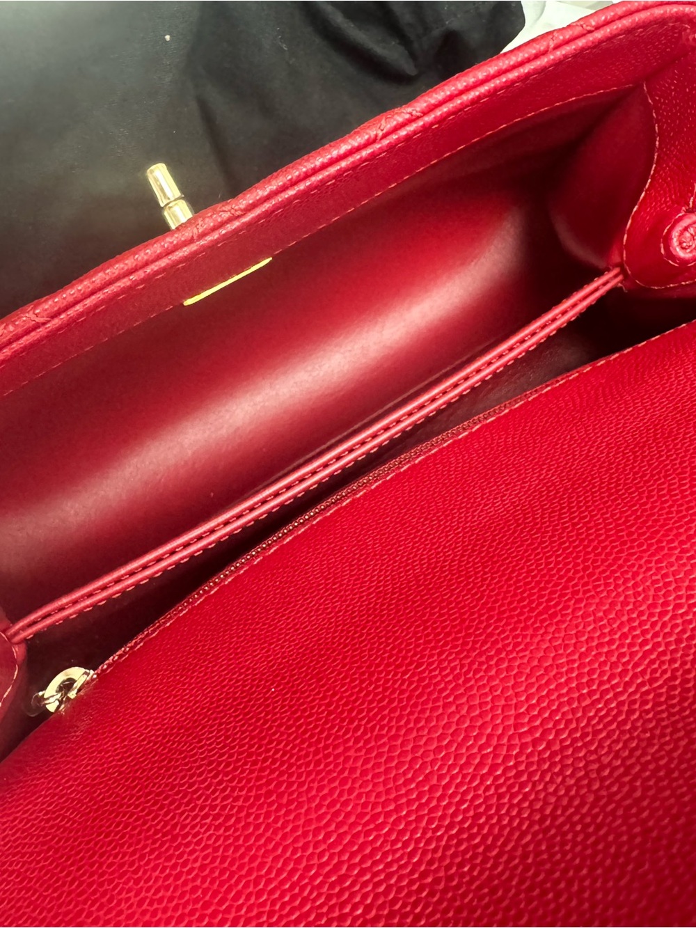 CHANEL Small Coco Handle Dark Red Caviar Light Gold Hardware - Picture 12 of 14